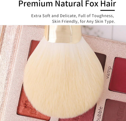 Natural Hair Makeup Brush Set Professional, Fox Hair Makeup Brushes Set with Case, Gold Cosmetic Brushes Makeup Set, Natural Makeup Brushes, Natural Hair Make up Brushes Set Professional.