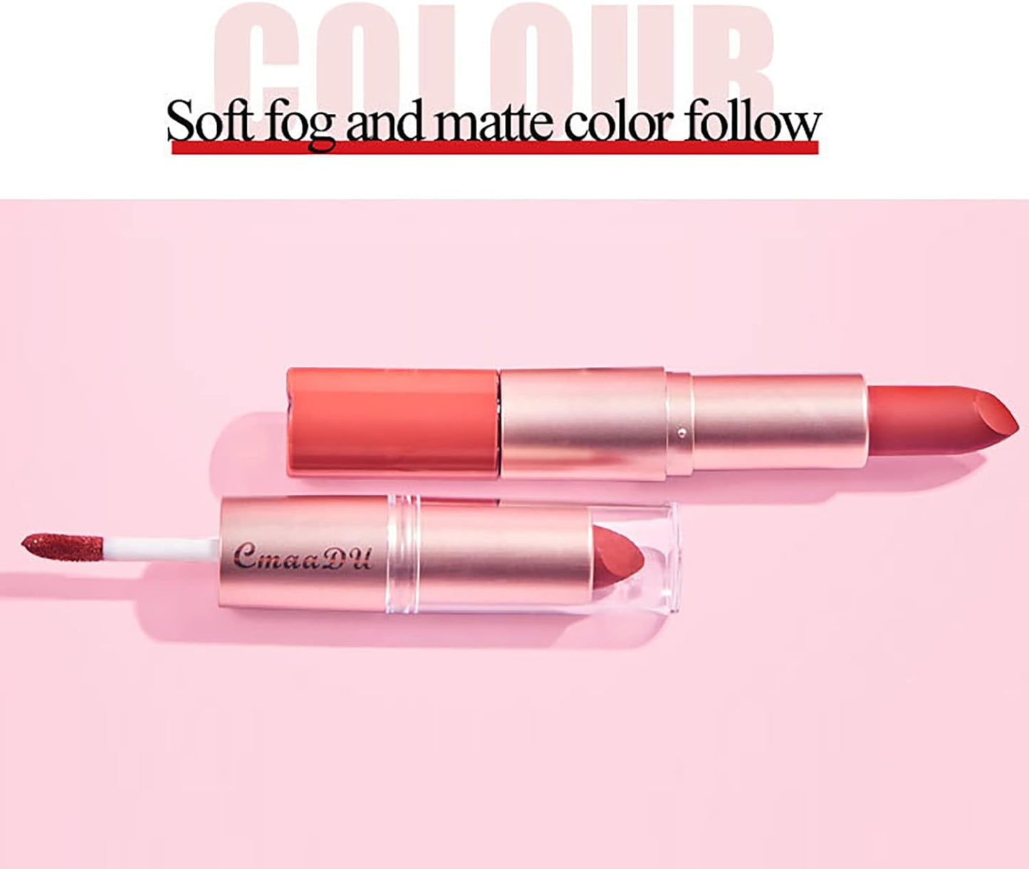 2 in 1 Lipstick Set 6Pcs Matte Nude Liquid Lipstick Non-Stick Long Lasting Lip Gloss Kit High Shine for Fuller Looking Lips, Pigmented Lip Makeup Gift Sets for Girls and Women(B)