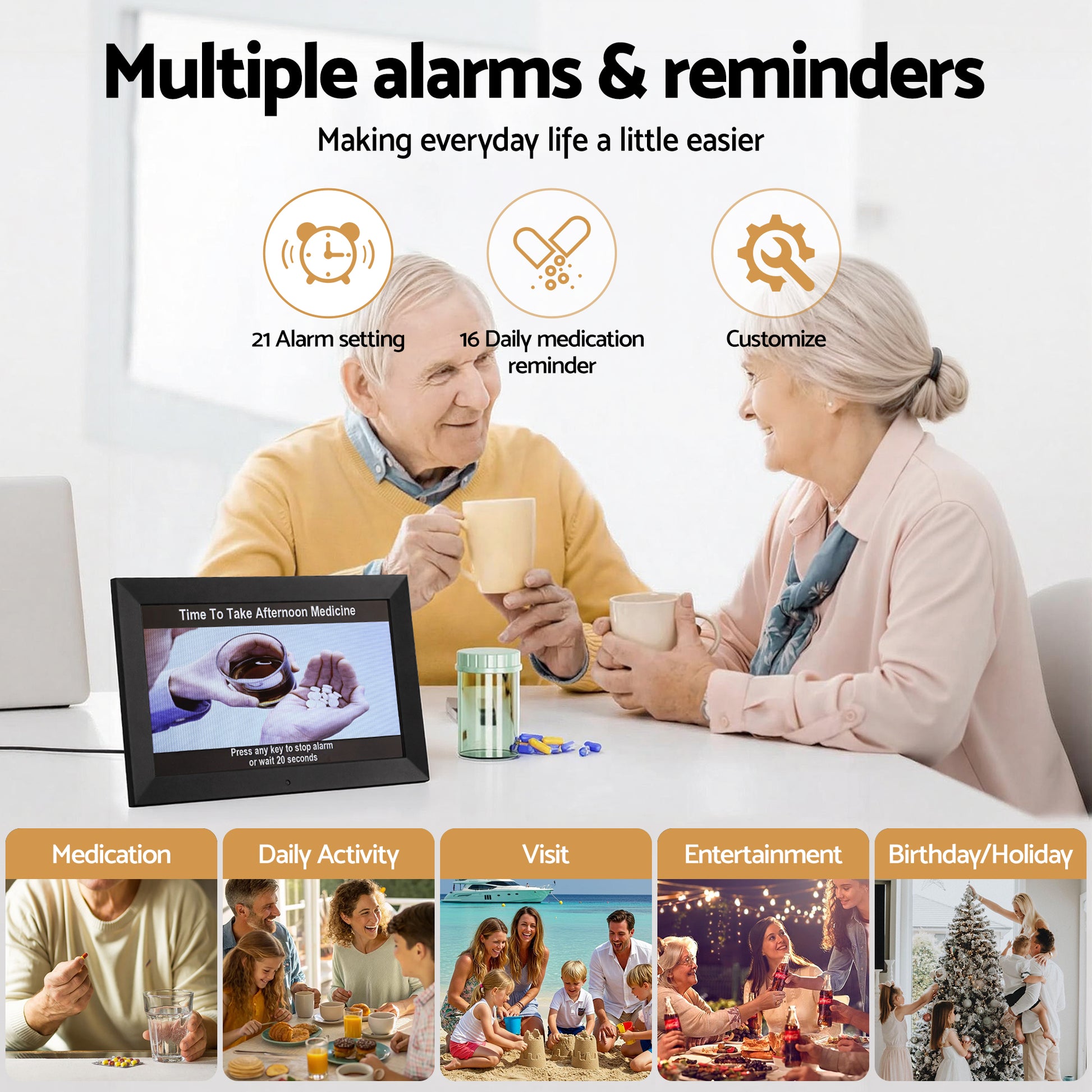 Artiss - 10" Digital Day Clock Alarm Calendar | Black DropShipZone