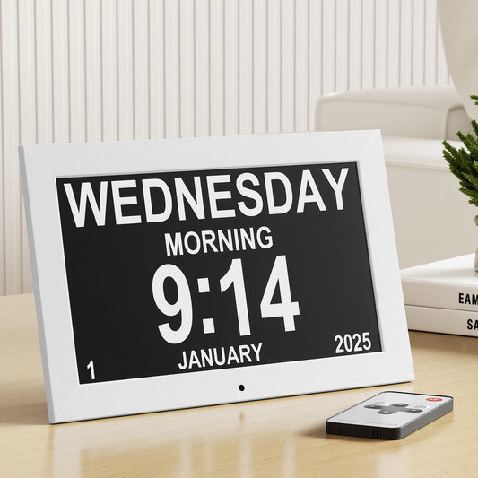 Artiss 10" Digital Day Clock Alarm Calendar | White