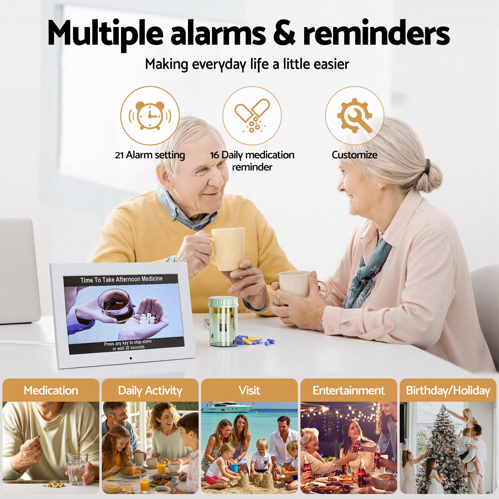 Artiss 10" Digital Day Clock Alarm Calendar | White DropShipZone