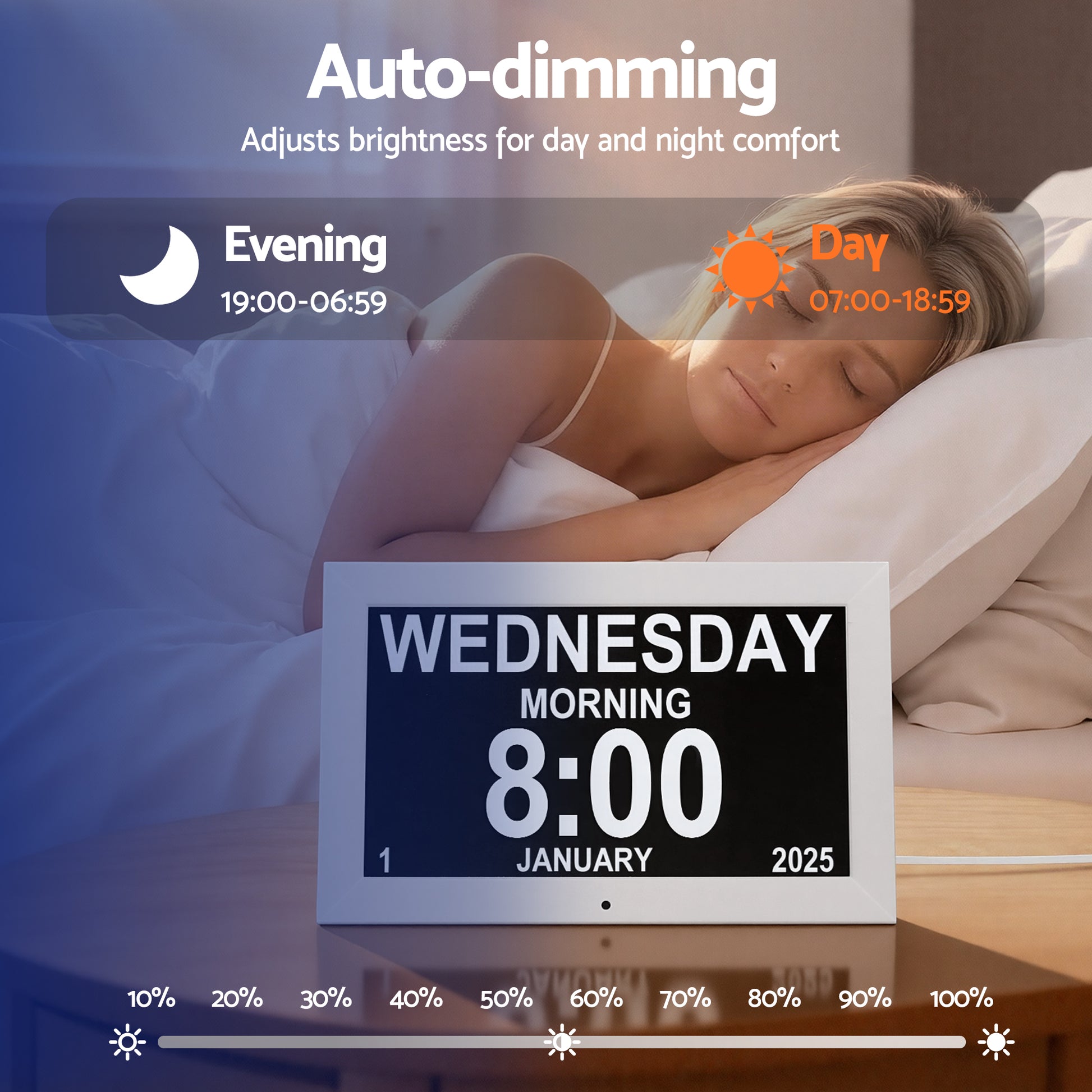 Artiss 10" Digital Day Clock Alarm Calendar | White DropShipZone