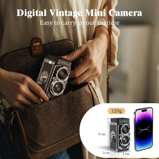 Vintage Retro Digital Camera – 12MP Autofocus, 1080P Video, Dual Filters, 16GB Card Included | Portable TLR Twin-Lens Camera for Travel, Blogging & Beginners AutoDS