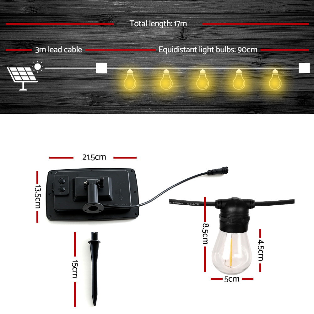 17m Solar Festoon Lights Outdoor LED String Light Christmas Party Garden Decor DropShipZone