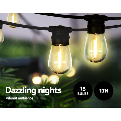 17m Solar Festoon Lights Outdoor LED String Light Christmas Party Garden Decor DropShipZone