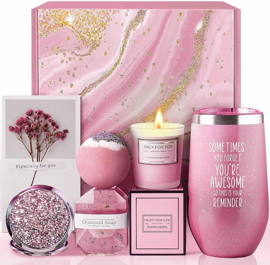 Pamper Gifts for Women, Relaxing Spa Gift Basket Hamper Set | Pink AutoDS