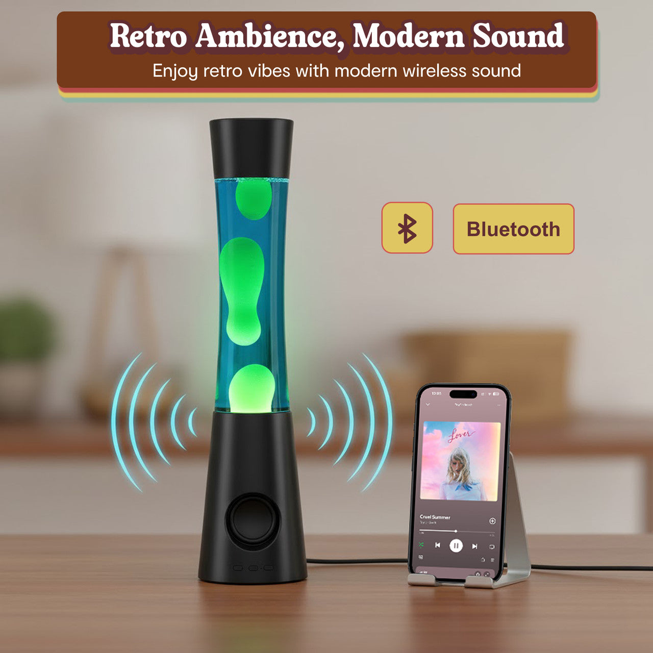 Laser Retro Lava Lamp with Bluetooth Speaker - Green DropShipZone