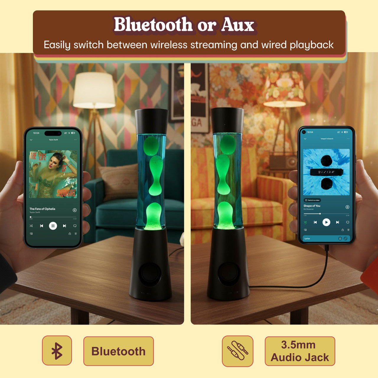 Laser Retro Lava Lamp with Bluetooth Speaker - Green DropShipZone