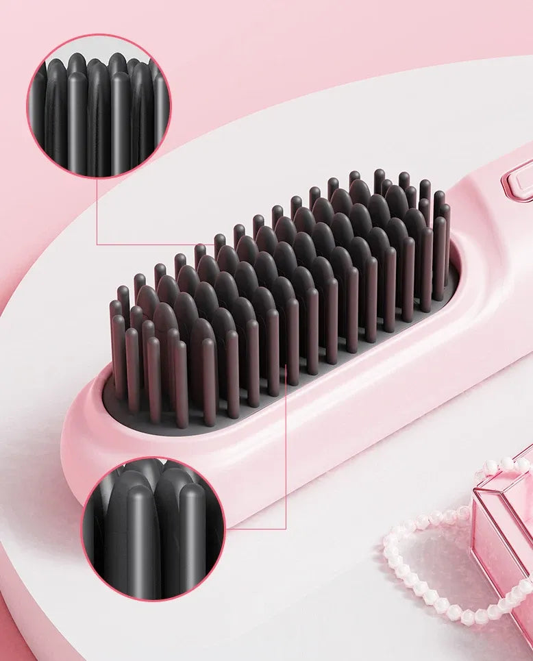 Cordless Hair Straightener Brush Portable Mini Ionic Straightening Comb - Black DropShipZone