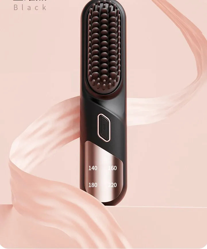 Cordless Hair Straightener Brush Portable Mini Ionic Straightening Comb - Black DropShipZone