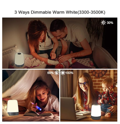 Touch Dimmable Bedside Night Light with Sunrise Alarm Clock, RGB Ambient Lamp for Kids' Bedrooms