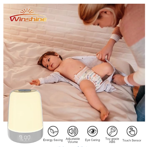Touch Dimmable Bedside Night Light with Sunrise Alarm Clock, RGB Ambient Lamp for Kids' Bedrooms