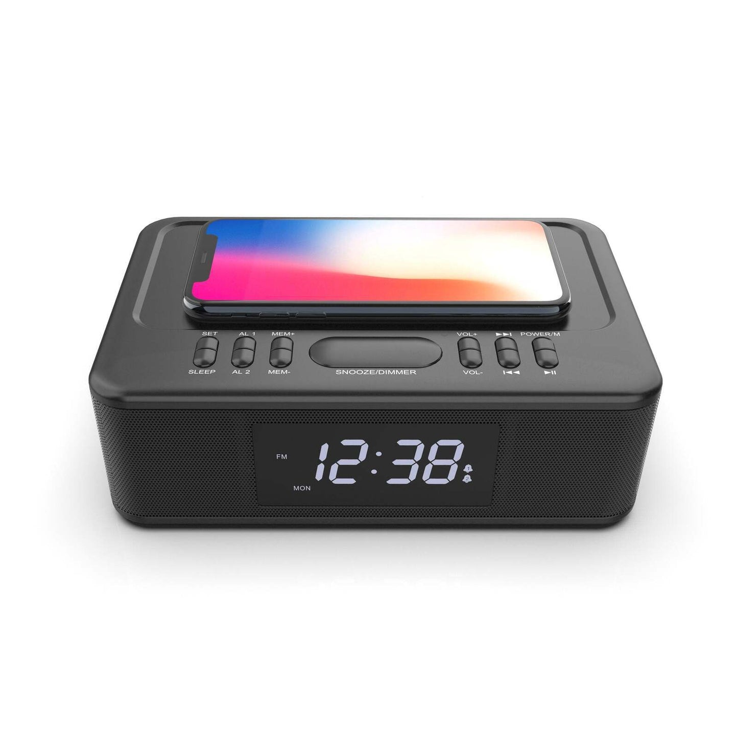 2-in-1 Wireless Fast Charging Wireless Streaming/FM Radio Alarm Clock