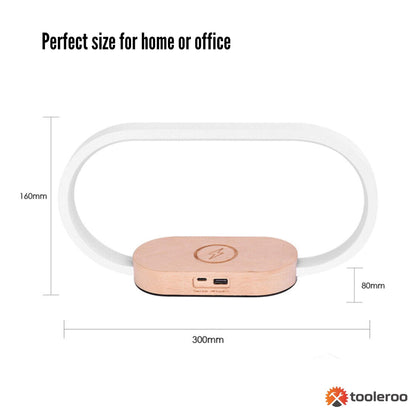 Wireless Phone Charger Table Lamp - Bedside Light With Clock