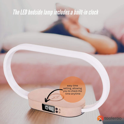 Wireless Phone Charger Table Lamp - Bedside Light With Clock