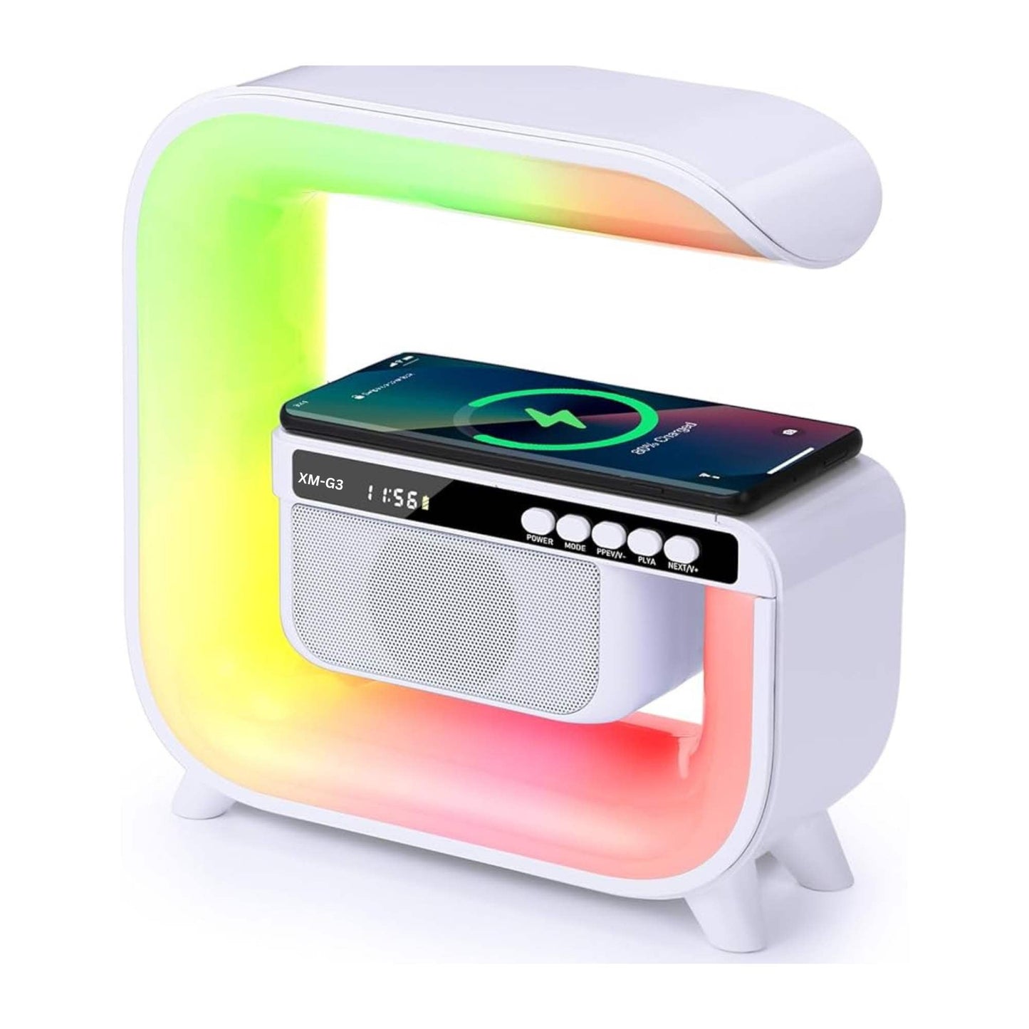 XM-G3 Bluetooth Rechargeable Speaker - Wireless Phone Charging LED Lamp Alarm Clock