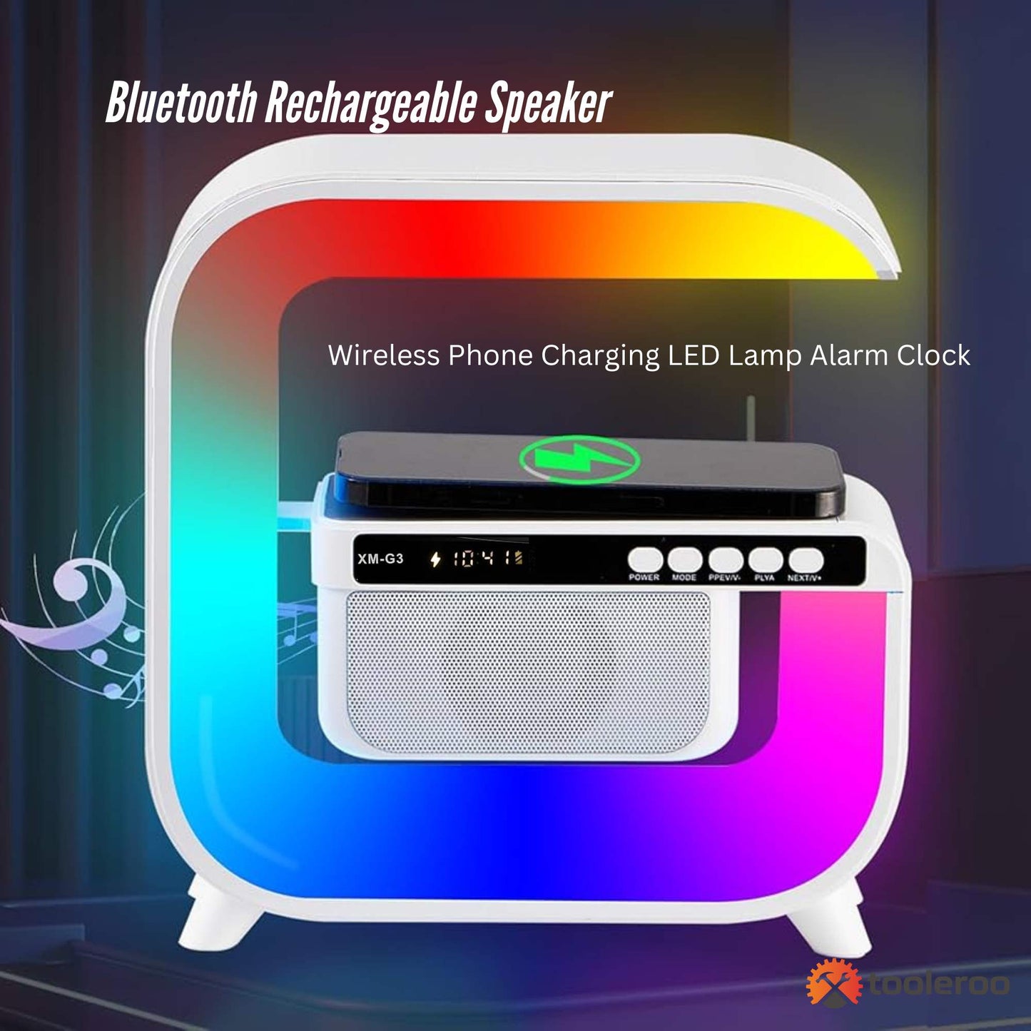 XM-G3 Bluetooth Rechargeable Speaker - Wireless Phone Charging LED Lamp Alarm Clock