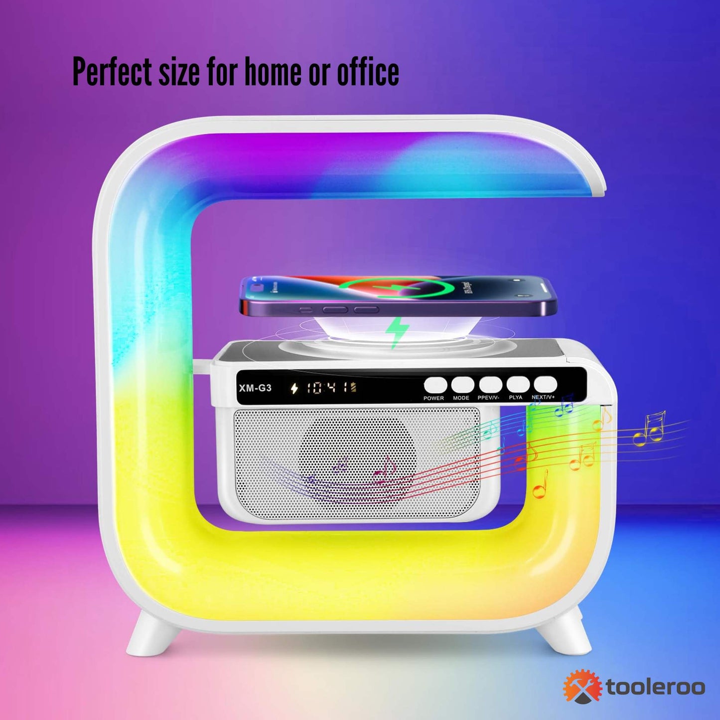 XM-G3 Bluetooth Rechargeable Speaker - Wireless Phone Charging LED Lamp Alarm Clock