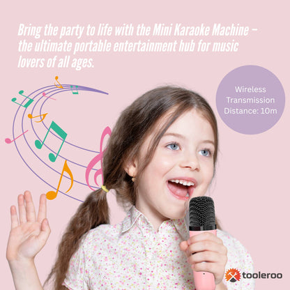 Mini Karaoke Machine and 2x Wireless Microphones Portable Bluetooth Speaker | Pink DropShipZone