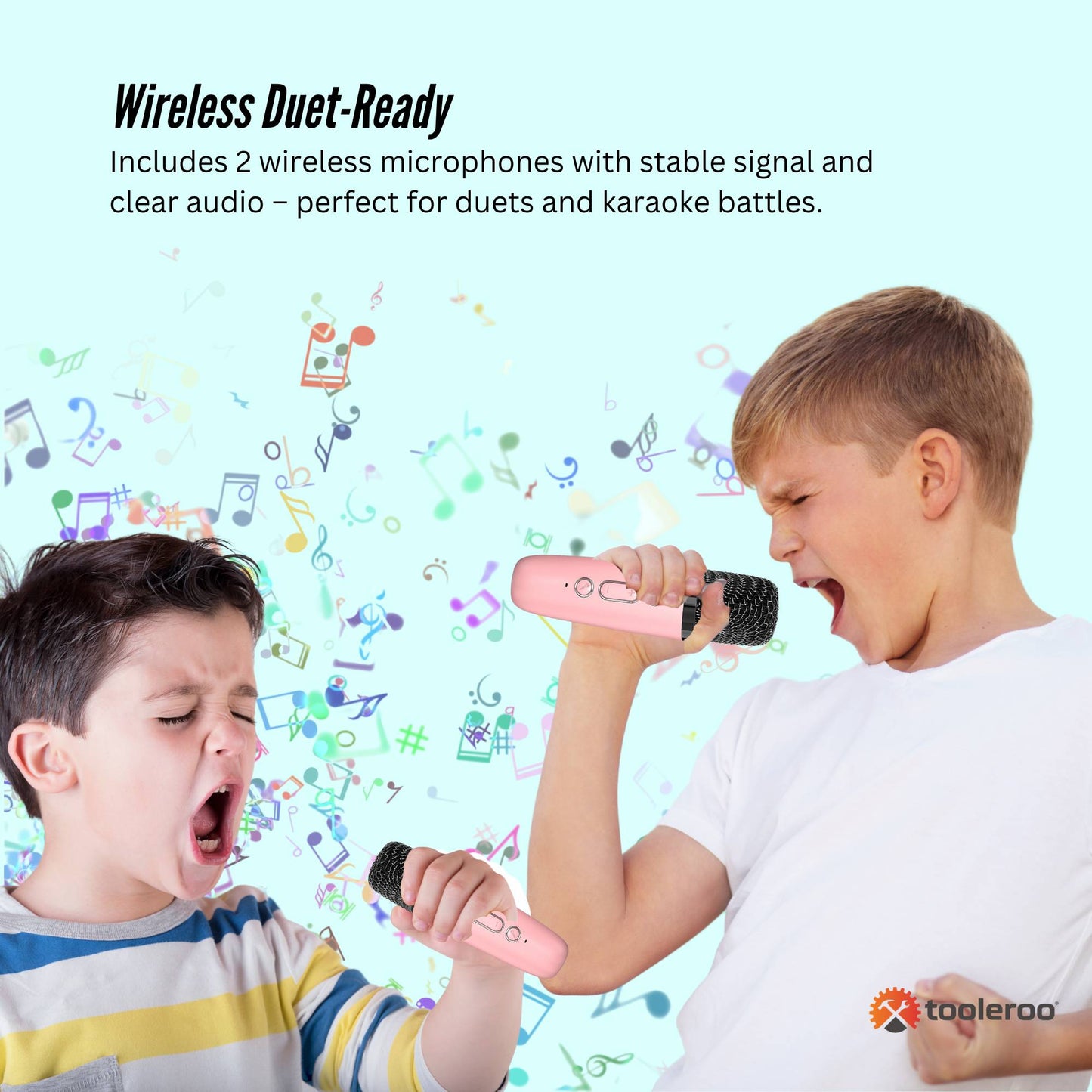 Mini Karaoke Machine and 2x Wireless Microphones Portable Bluetooth Speaker | Pink DropShipZone