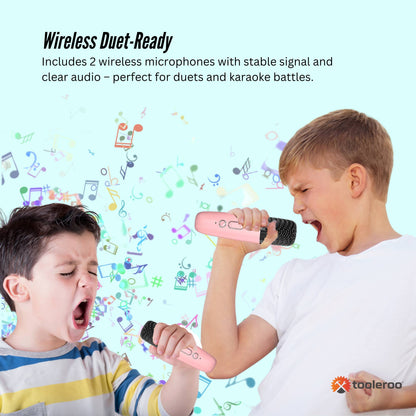 Mini Karaoke Machine and 2x Wireless Microphones Portable Bluetooth Speaker | Pink DropShipZone