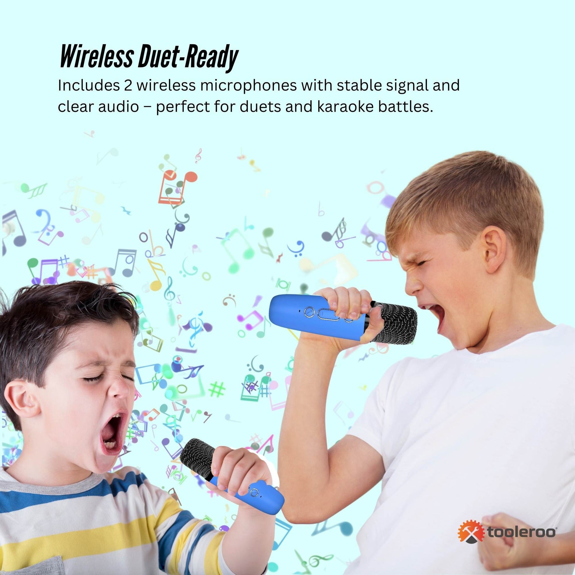 Mini Karaoke Machine and 2x Wireless Microphones Portable Bluetooth Speaker | Blue DropShipZone