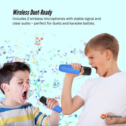 Mini Karaoke Machine and 2x Wireless Microphones Portable Bluetooth Speaker | Blue DropShipZone