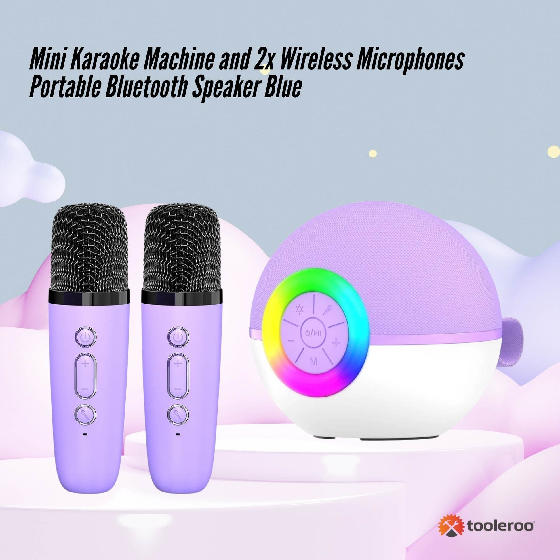 Mini Karaoke Machine - 2x Wireless Microphones Portable Bluetooth Speaker | Purple DropShipZone