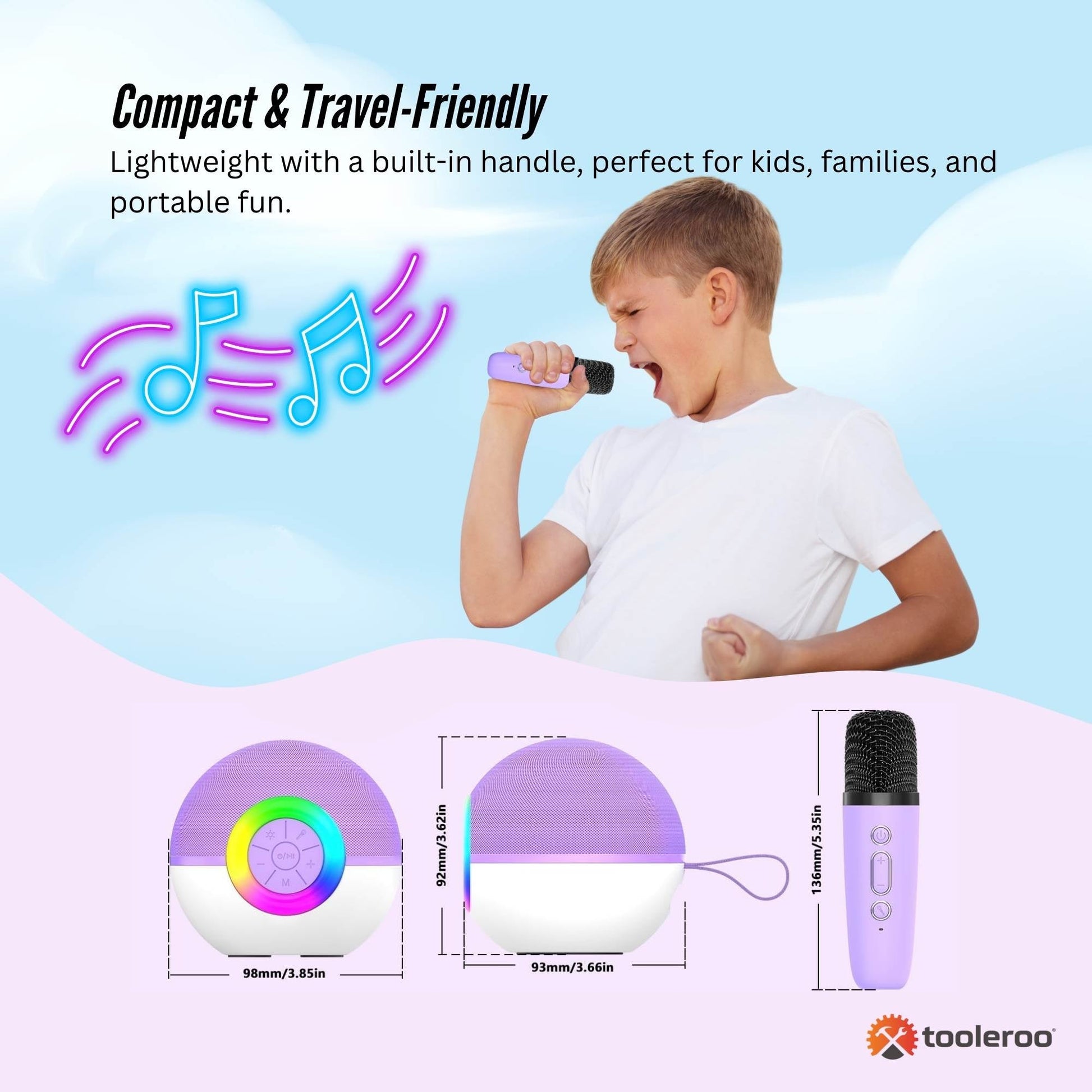 Mini Karaoke Machine - 2x Wireless Microphones Portable Bluetooth Speaker | Purple DropShipZone