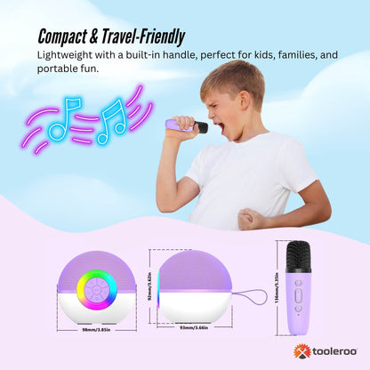 Mini Karaoke Machine - 2x Wireless Microphones Portable Bluetooth Speaker | Purple DropShipZone