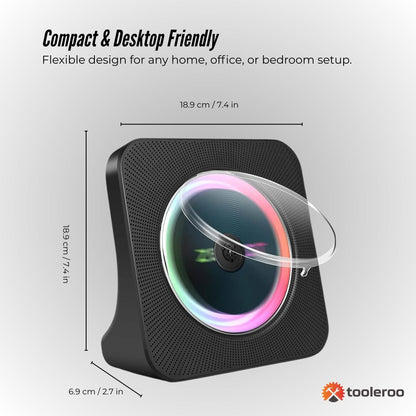 Tooleroo - USB Rechargeable Desktop CD Player Speaker – Bluetooth Portable | Black DropShipZone