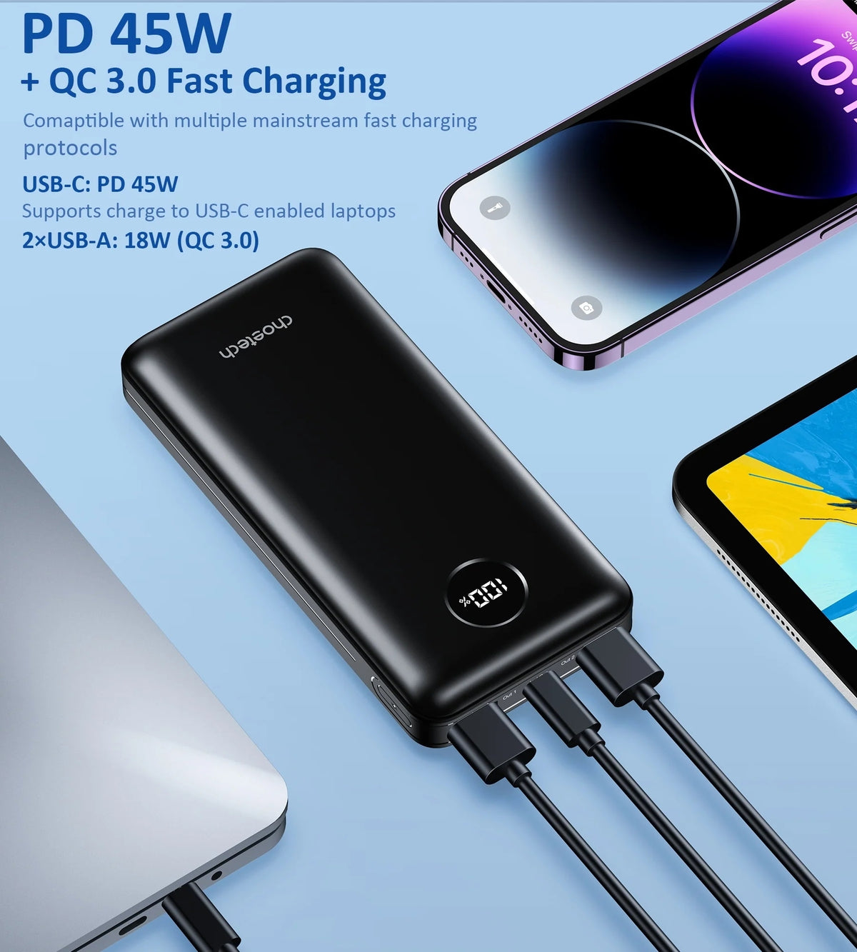 CHOETECH B653 PD45W 20000mAh Power Bank DropShipZone
