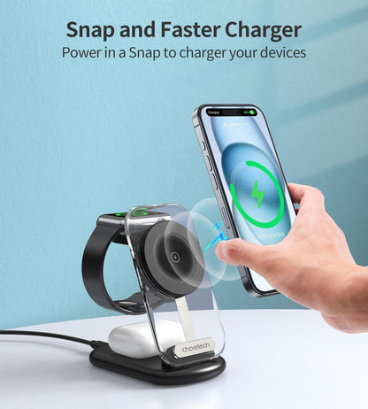 CHOETECH - MagSafe Wireless fast Charger Stand for iPhone i-Watch AirPods w/ Ambient Light DropShipZone