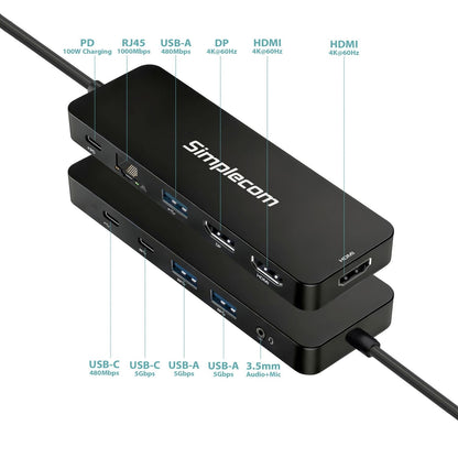 Simplecom Triple Display MST Docking Station with Dual HDMI DP