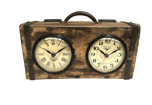 Table Clock - Brick Mould Dual Dial DropShipZone