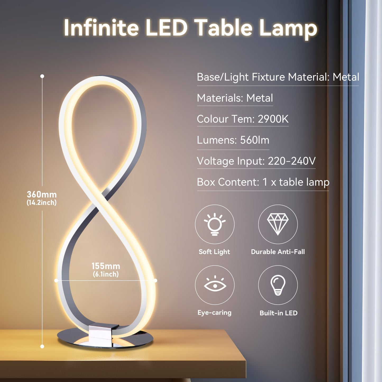 Infinite LED Table Lamp - Chrome DropShipZone