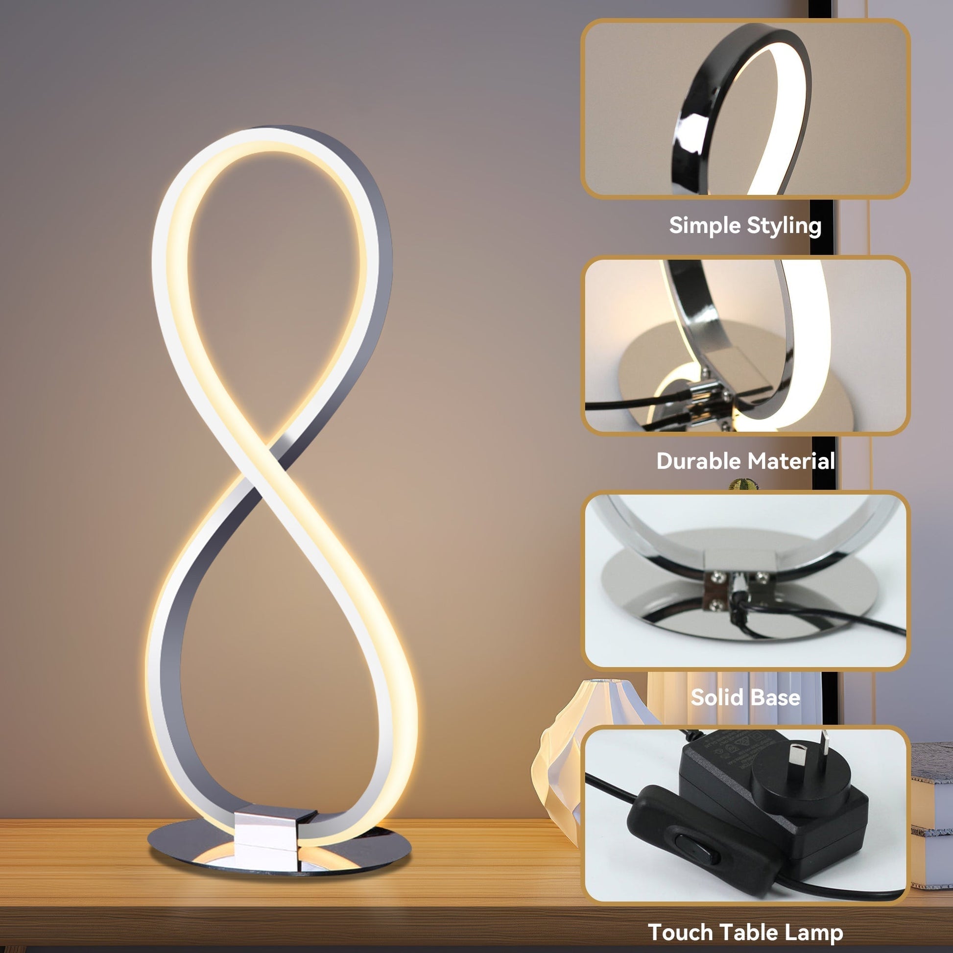 Infinite LED Table Lamp - Chrome DropShipZone