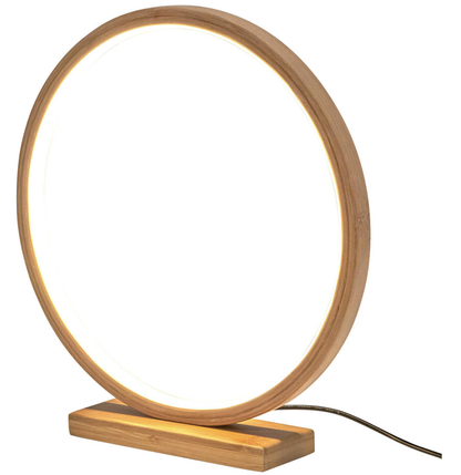 Modern Scandi Minimalistic Bamboo Single Ring LED Lamp Light - Natural DropShipZone