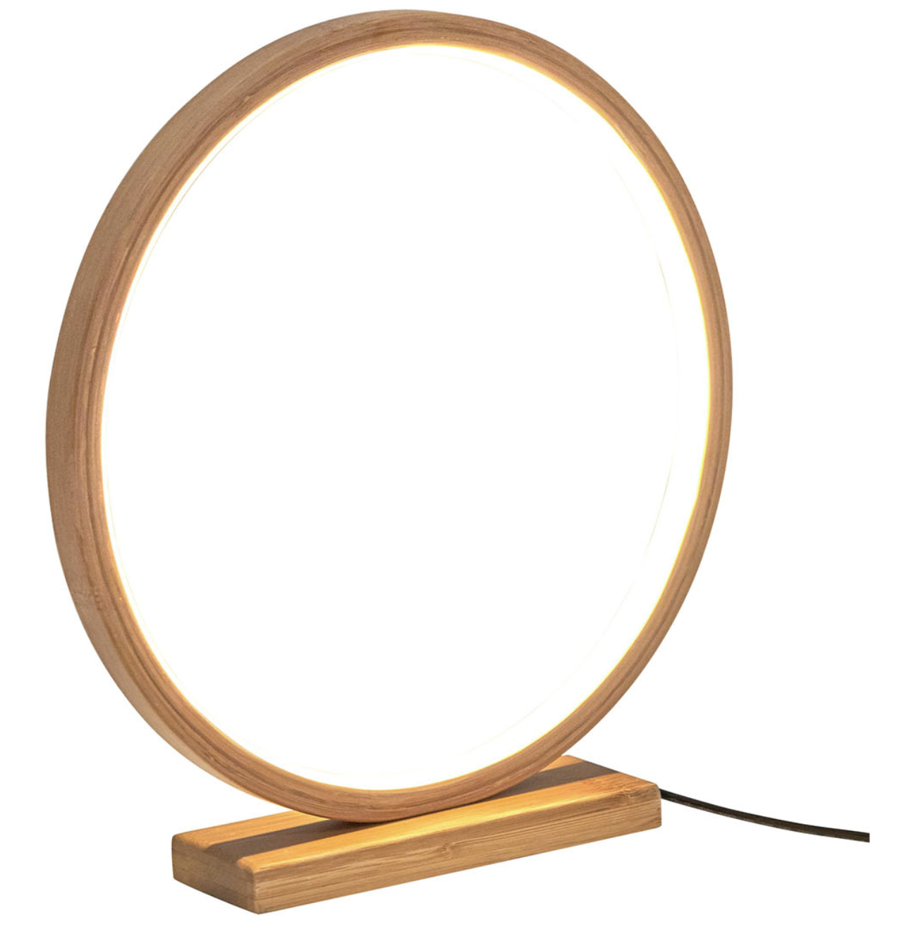 Modern Scandi Minimalistic Bamboo Single Ring LED Lamp Light - Natural DropShipZone