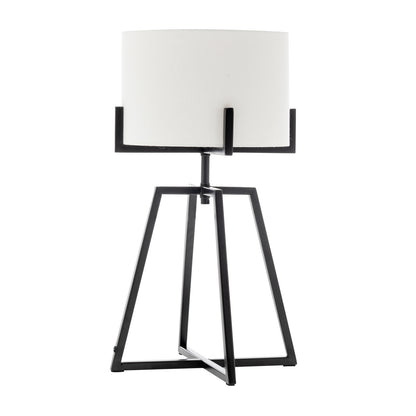 Modern Scandi Metal Dimmable Table Desk Lamp Light w/ Linen Shade - Matte Black DropShipZone