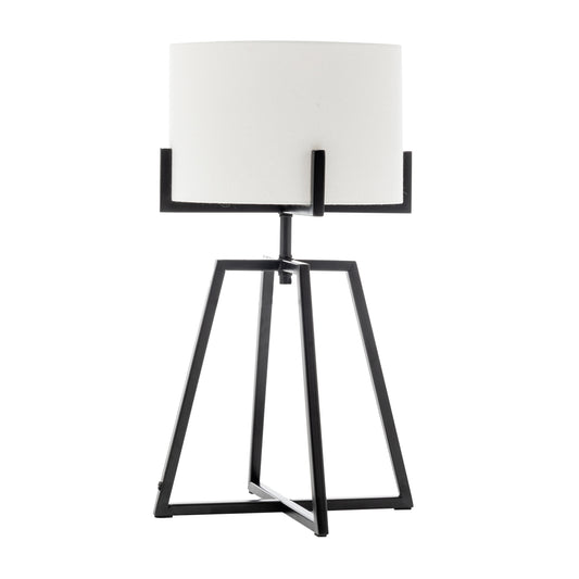 Modern Scandi Metal Dimmable Table Desk Lamp Light w/ Linen Shade - Matte Black DropShipZone