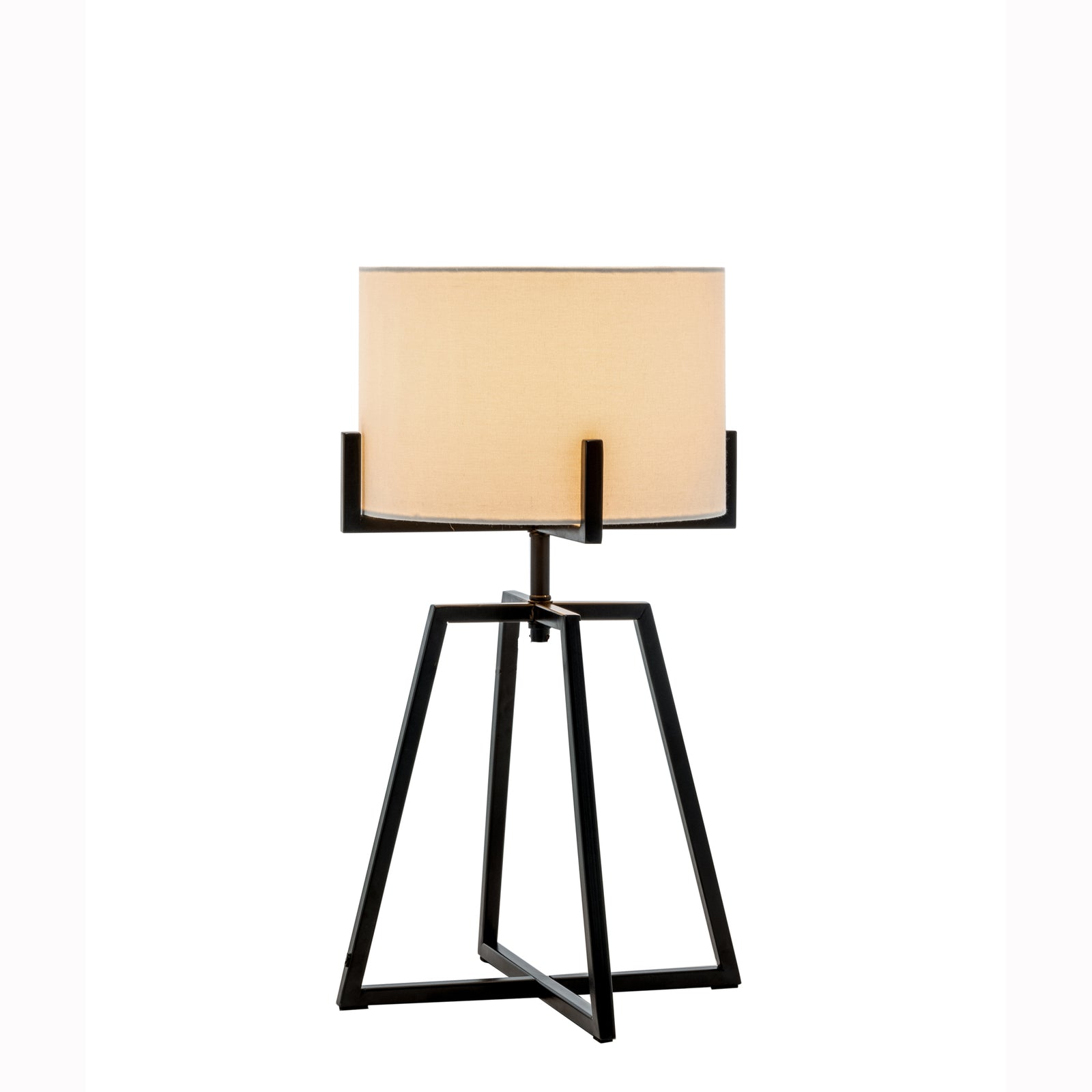 Modern Scandi Metal Dimmable Table Desk Lamp Light w/ Linen Shade - Matte Black DropShipZone