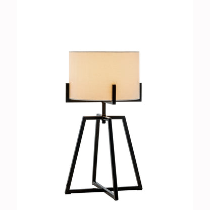 Modern Scandi Metal Dimmable Table Desk Lamp Light w/ Linen Shade - Matte Black DropShipZone