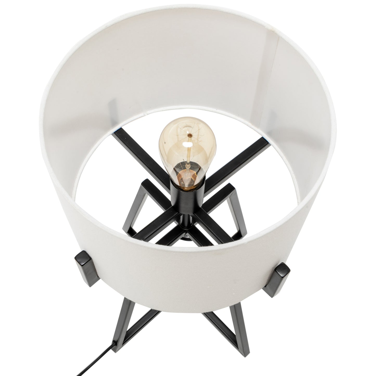 Modern Scandi Metal Dimmable Table Desk Lamp Light w/ Linen Shade - Matte Black DropShipZone