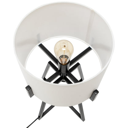 Modern Scandi Metal Dimmable Table Desk Lamp Light w/ Linen Shade - Matte Black DropShipZone