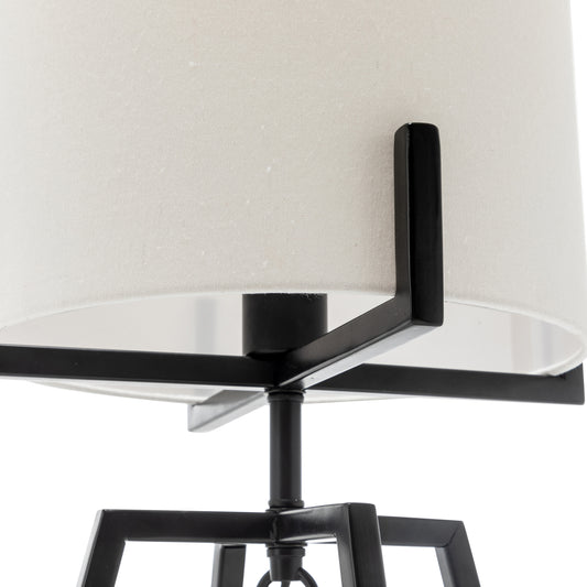 Modern Scandi Metal Dimmable Table Desk Lamp Light w/ Linen Shade - Matte Black DropShipZone