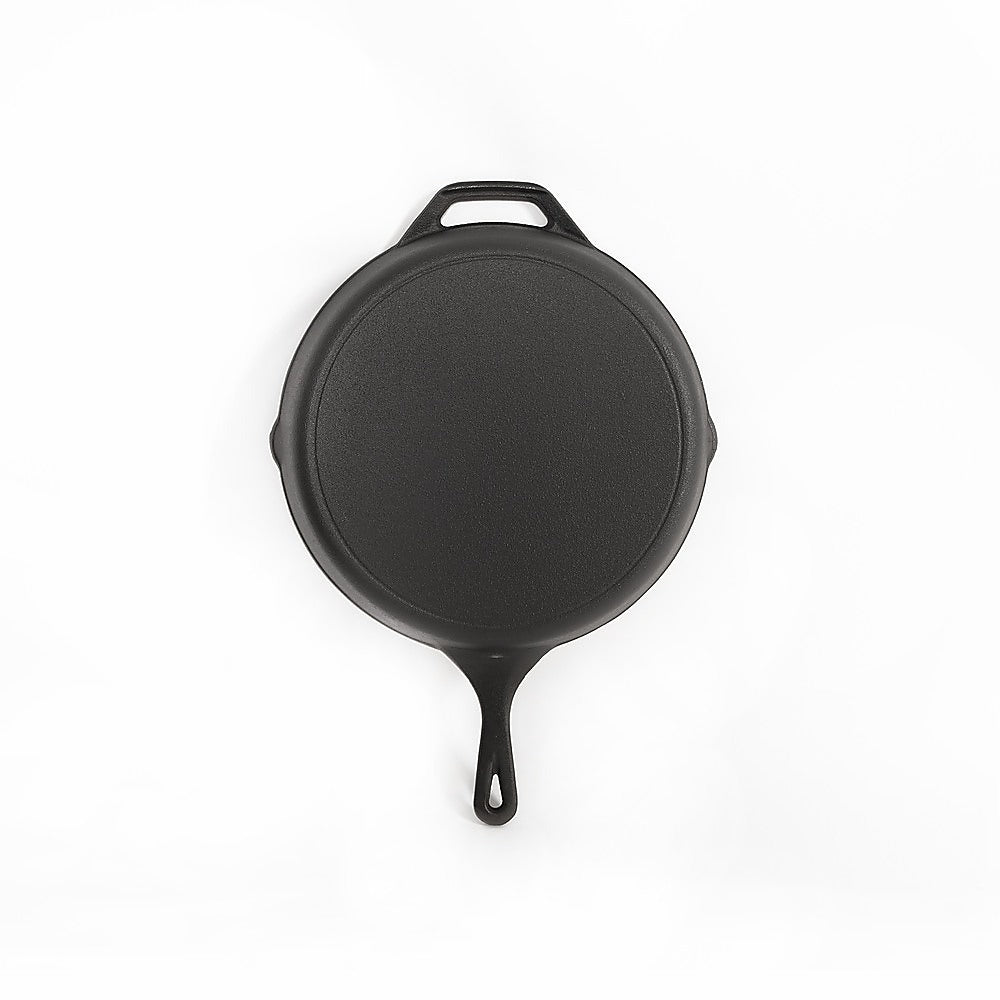 Non-stick Frying Pan Cast Iron Steak Skillet Round BBQ Grill Cookware 30cm GiftArk