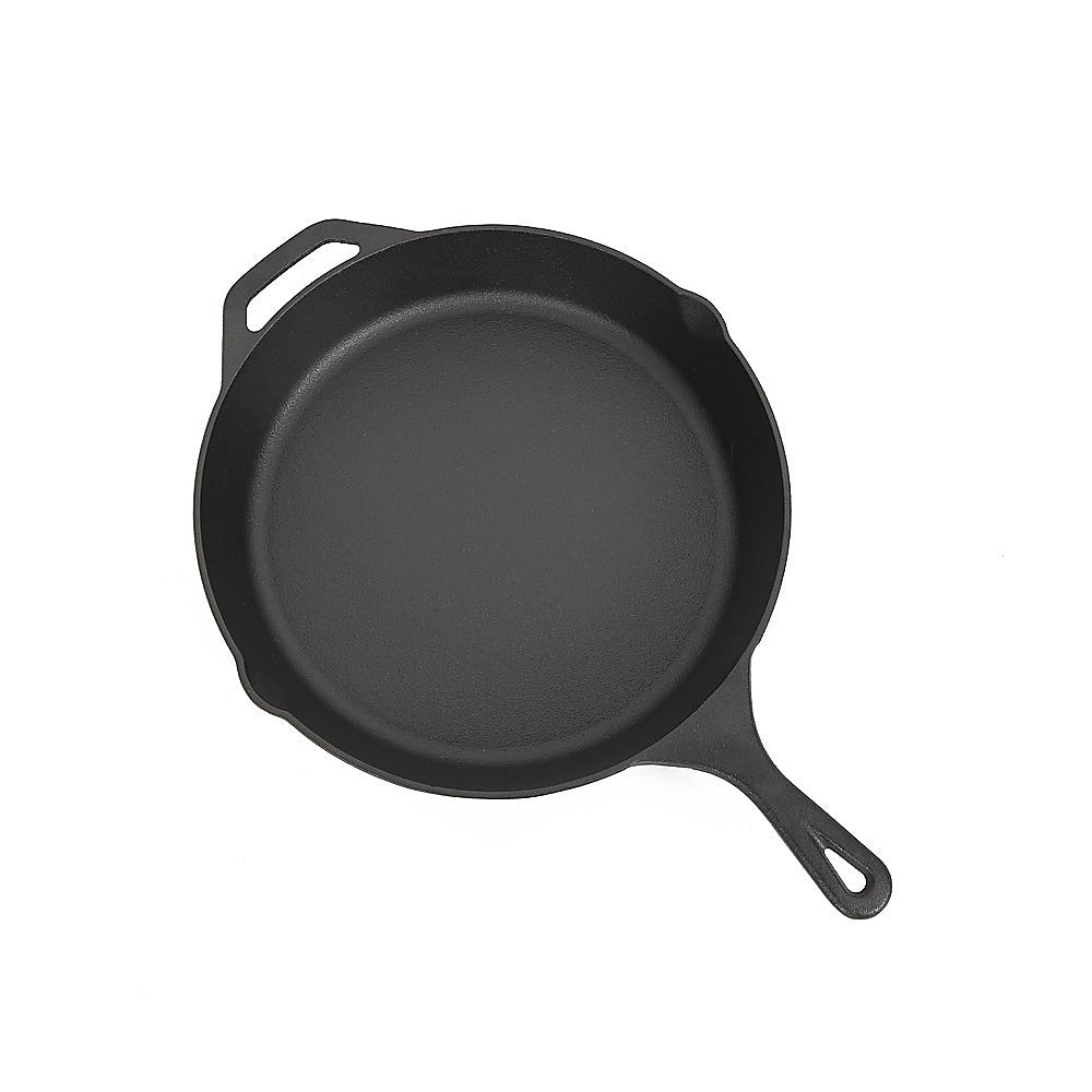 Non-stick Frying Pan Cast Iron Steak Skillet Round BBQ Grill Cookware 30cm GiftArk