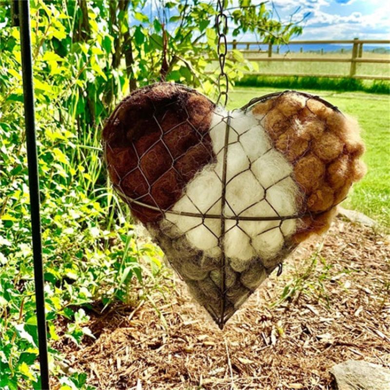 Heart-Shaped Bird Nest with Hanging Metal Frame for Outdoor Garden and Nature Lovers DropShipZone