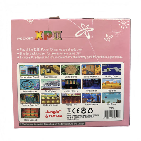 Pocket XP 2 Handheld Game Console – Built-in Classic Games, Game Boy Style, Portable Retro Gaming - Pink